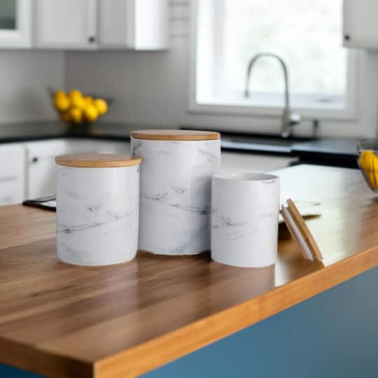 DII® White Marble Ceramic Canister Set Michaels - Main Image